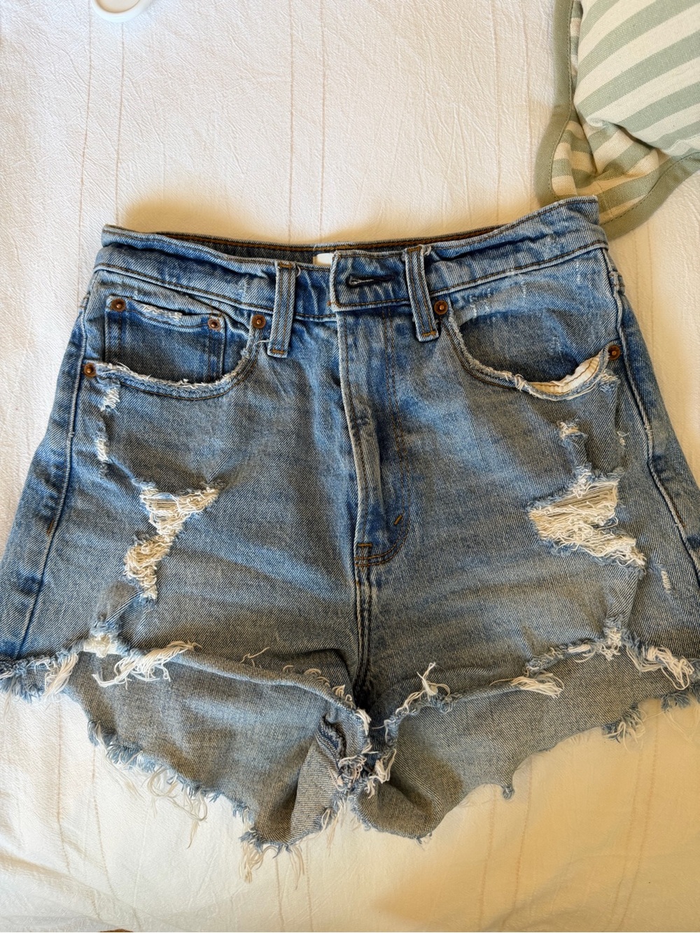 Abercrombie & Fitch Light Blue Distressed Denim Cutoff Shorts